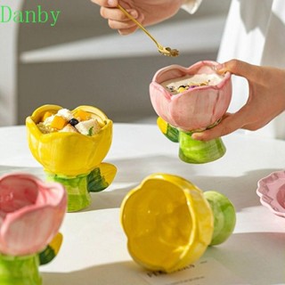 ADANBY鬱金香陶瓷咖啡杯,家用手工製作花型水杯,花盆器畫作北歐風格冰淇淋甜品碗家庭辦公