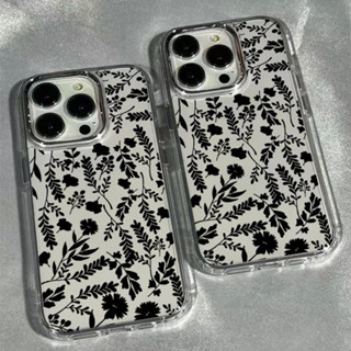 新款潮流滿版黑花朵 手機殼 透明 適用iPhone 16Pro 15Pro XS 14ProMax 13 12Pro 1