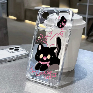 可愛的黑貓透明軟手機殼適用於 IPhone 16 Pro Max 15pro 14 13promax 防震保護套保護套
