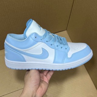 純原現貨實拍aj1藍白色耐克低幫闆鞋Jordan Air Jordan 1 low "aluminum" 舒適日常 防滑