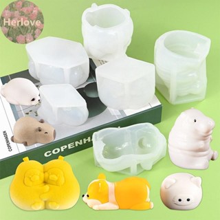 Herlove 動物造型巧克力糖果模具 Kapibala 蛇河馬印章矽膠烘焙模具冰塊託盤婚禮節日 TW