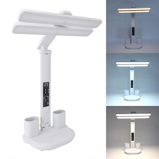 雙頭檯燈可折疊LED LID LID LED無臺式可點化3點照明模式7W，筆支架用於學習美容沙龍