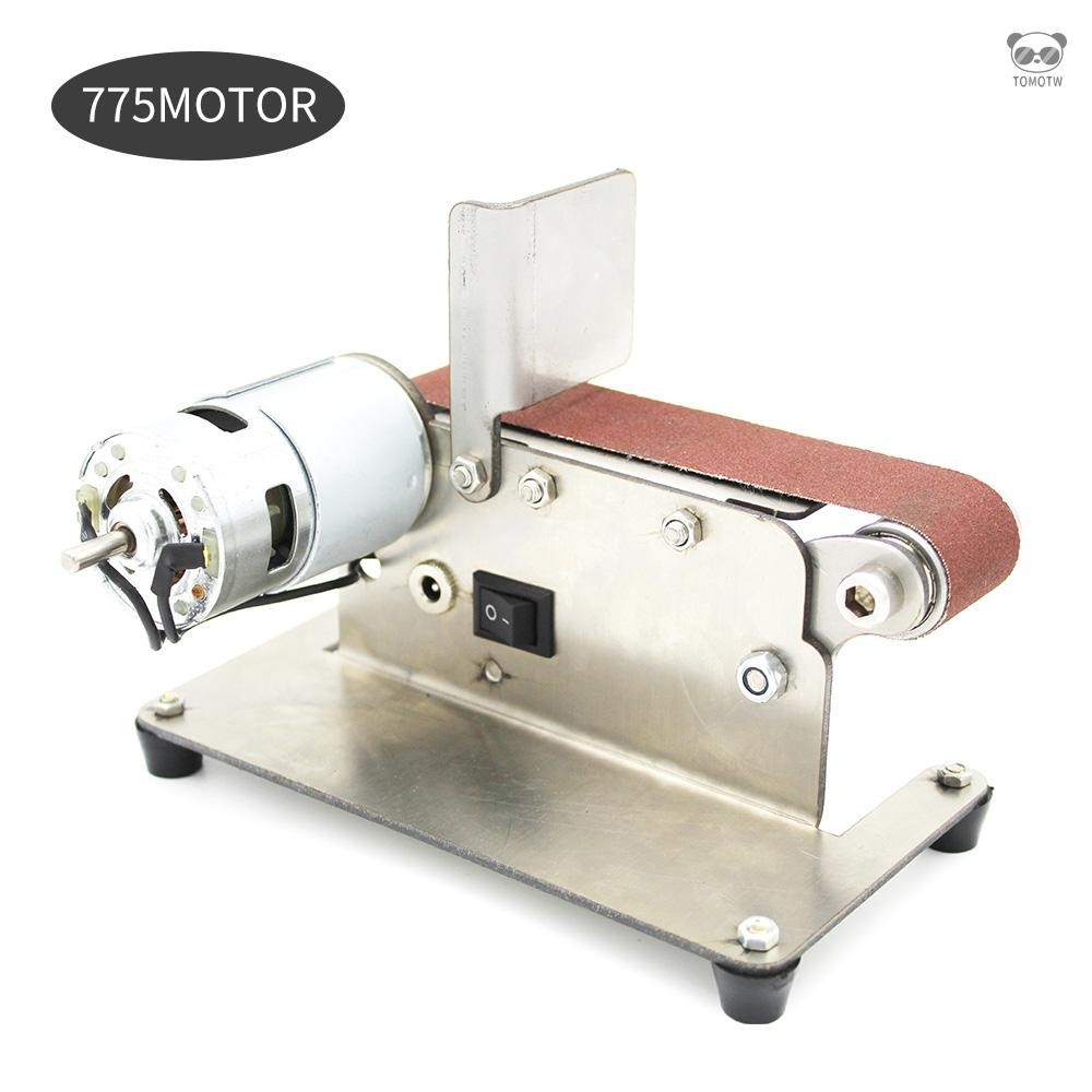迷你臥式砂帶機 家用臺式迷你砂帶機 DIY拋光機木工打磨機 定角磨刀開刃機 小歐規 配775電機