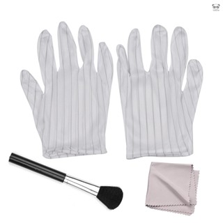 Andoer 3合1 單眼數位相機清潔套裝 含1對防靜電手套 1個鏡頭刷 1個清潔布