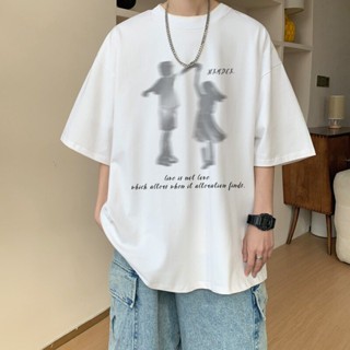 【HOT 本舖】男裝 字母短袖T恤男夏美式青少年寬鬆運動上衣潮牌百搭體恤衫