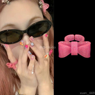 🏷️臺灣出貨💍 小猴子網紅同款戒指 泰蘭德閃粉蝴蝶結辣妹y2k甜美小眾誇張戒指 奇奇怪怪的戒指 搞怪戒指 創意戒指