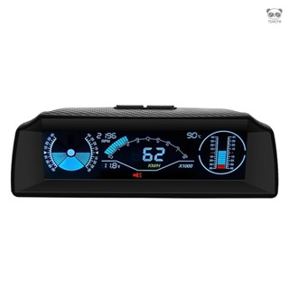 X90-OBD 高畫質車用HUD抬頭顯示器 汽車水準坡度平衡儀 OBD車速轉速水溫儀表 支援超速報警/疲勞駕駛提醒 黑色