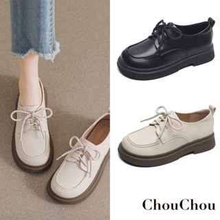 Z1YP 現貨[ChouChou]休閒學院風綁帶厚底樂福鞋 德比鞋 樂福鞋女 小皮鞋 樂福鞋大尺碼 富髮牌旂鑑店