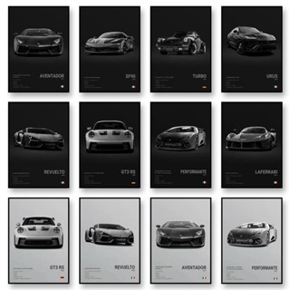 名車 GT3 RS TURBO SF90 帆布牆藝術印刷海報 URUS AVENTADOR REVUELTO 裝飾壁畫家