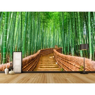 定製3D天然竹林照片桌布客廳沙發電視牆臥室牆紙家居裝飾餐廳自粘壁畫貼紙