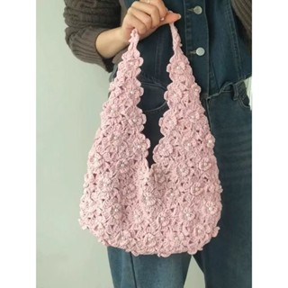 波妞家 仙女櫻花包包毛線手工編織包 diy編織毛線材料網兜鉤針
