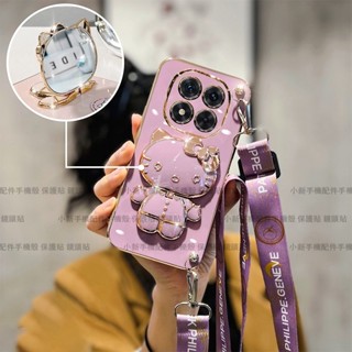 電鍍 卡通貓 斜挎背掛繩 防摔手機殼 紅米 Note 12 13 14 4G Pro+ 8 9 Pro 9T 5G