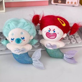 炸毛娃娃吊飾 包包吊飾 公仔掛飾 鑰匙扣 美炸人魚吊飾美人魚缺牙巴毛絨公仔DIY可愛少女卡通造型玩偶禮物