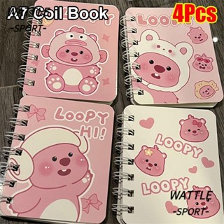 WA-SPORT 1 件 A7 線圈本,卡通 80 張 Loopy 筆記本,議程每週紙 A7 尺寸每日每週計劃文具辦公學
