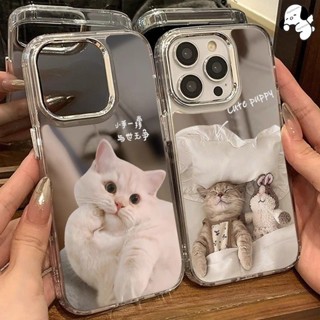 可愛貓咪鏡面 防摔手機殼 三星S25 S24 S23 S22 S21 Note20 Ultra S20 FE M34