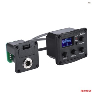 全新 Ukulele Ukelele Uke 壓電拾音器前置放大器 3 段 EQ 均衡器調諧器系統,帶 LCD 顯示屏