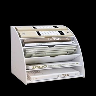 【臺灣熱銷】扇形辦公用品檔案夾收納盒多層書架辦公桌簡易桌上多功能書立資料