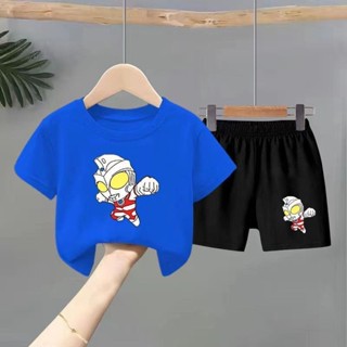 《現貨下單》上衣寶寶棉套裝兒童短褲炸街潮款奧特曼套裝棉質恤套裝夏季t男童