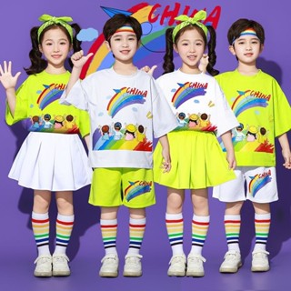 六一兒童表演服裝舞蹈班服糖果色小學生運動會啦啦隊表演服兒童節兒童表演服裝幼兒園舞蹈班服whxye888.my202505