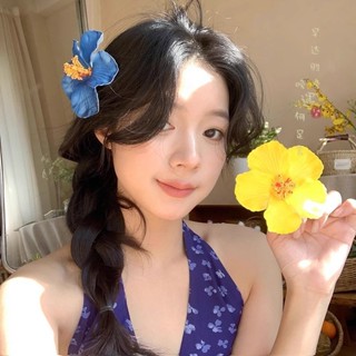 韓國時尚七彩花朵髮夾夏威夷沙灘風側劉海夾女Ins可愛鴨嘴髮夾女髮飾