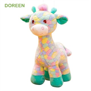 DOREEN 小鹿毛絨玩具睡墊家居裝飾毛絨枕頭床沙發裝飾填充兒童聖誕節彩虹長頸鹿毛絨