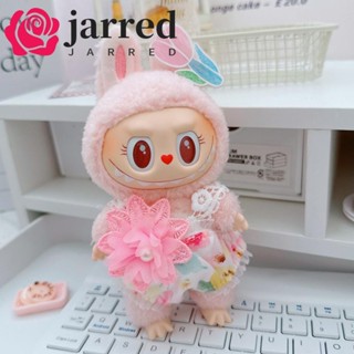 JARRED Labubu 娃娃衣服,吊帶褲甜美 17 釐米 Labubu 衣服,時尚裝扮迷你花朵連身衣毛絨娃娃衣服兒童