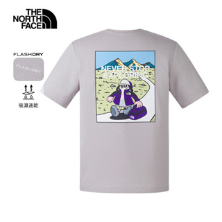 The North Face北面男女款灰色吸濕排汗戶外山川印花短袖T恤｜8GZ21OA 排汗衫