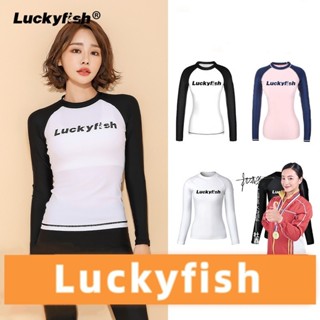 韓國Luckyfish 潛水服女 水母服上衣 分體長袖 防曬 大碼泳衣 顯瘦 衝浪溫泉海邊度假