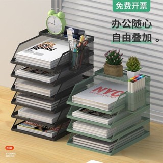 【臺灣熱銷】ins風置物架桌面檔案金屬整理辦公室收納盒收納多層A4資料夾資料