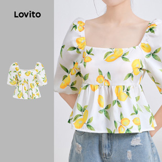 Lovito 女士休閒水果圖案襯衫 L133ED362
