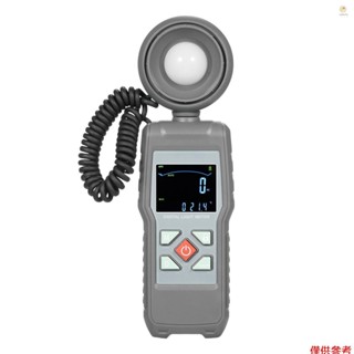 照度計數字照度計手持式環境溫度測量範圍高達 200,000 勒克斯照度計,帶數字彩色 LCD 螢幕 360° 可旋轉感光
