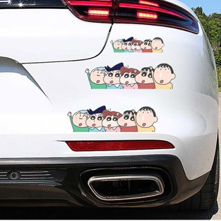 And items汽車長條劃痕遮蓋可愛創意蠟筆小新車身保險槓電動車防水貼畫Car long scratches cove