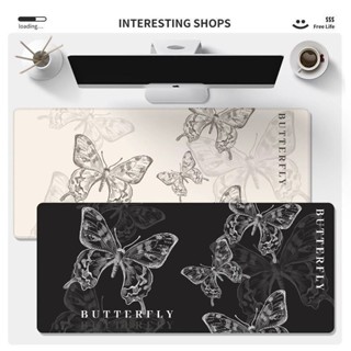 【臺灣出貨】ins蝴蝶超大號滑鼠墊輕奢遊戲辦公電腦鍵盤墊防滑耐髒學習案頭墊