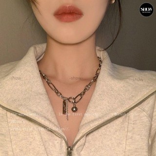 【免運爆殺🔥】銀色豆豆鈦鋼項鍊女潮嘻哈ins冷淡風不掉色鎖骨鏈吊帶短袖古著