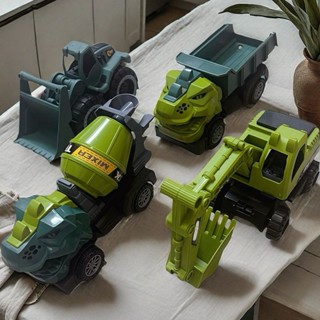 兒童滑行恐龍挖掘機工程車玩具男孩攪拌車模擬吊車套裝組合20250604