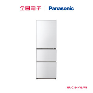 Panasonic 385公升三門左開鋼板變頻冰箱-白 NR-C384HVL-W1 【全國電子】