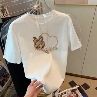 胖胖美依 上衣 T恤 短袖上衣 M-2XL短袖t恤白色韓版夏季女學生大碼bf風半袖寬鬆百搭上衣-6742.