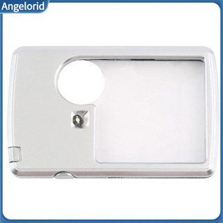 Angelorid 卡片形狀 LED 放大鏡 3X/6X 放大鏡手持放大鏡閱讀工具