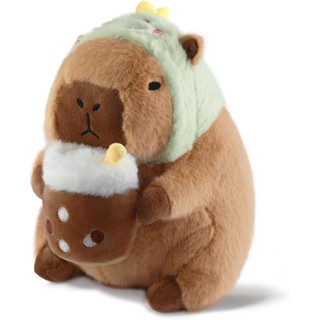 Capybara 毛絨枕頭卡哇伊軟毛絨動物玩具帶恐龍兜帽可愛 Capibara 毛絨禮物 11 英寸