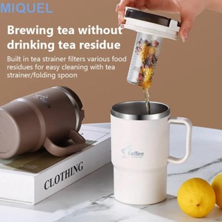 MIQUEL保溫咖啡杯,304不鏽鋼帶蓋勺子茶咖啡杯,便攜式防漏550毫升濾茶器真空馬克杯牛奶