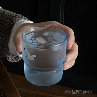 新品熱銷 免運🎀ins飛鳥藍色玻璃盃可愛傢用水盃耐熱咖啡盃禮盒裝情侶款冷飲盃女