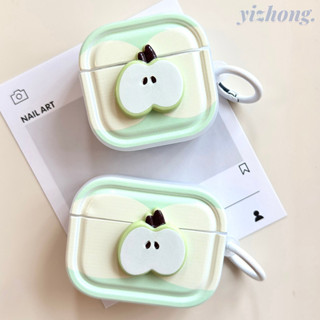 Airpods 4 Pro 2 3 1 創意 3D 青蘋果裝飾軟 TPU 防震耳機套帶防丟環扣藍芽耳塞套殼