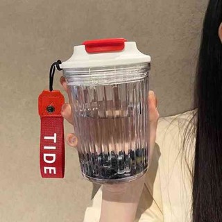水壺 冷水壺 咖啡杯玻璃水杯高顏值女簡約提繩便攜式耐高溫帶蓋直飲杯子隨行杯