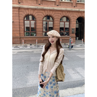 【HOT 本舖】 夏季韓版半開領甜美木耳邊竹節麻長袖防曬針織衫上衣