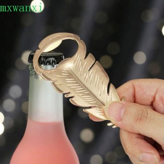 MXWANXI2個啤酒瓶蓋開啟器,金子加厚羽毛設計開瓶器,酒吧工具耐用的鋅合金鑰匙圈開瓶器婚禮