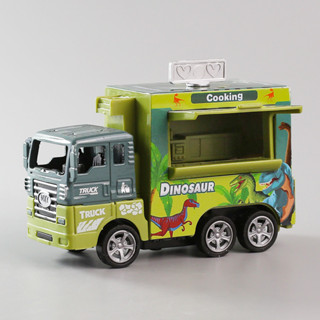 Hot Sale#閤金恐龍快餐車兒童迴力玩具車男孩寶寶耐摔冰淇淋小汽車廂貨運輸5ff
