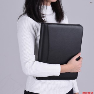 全新專業商務組合 Padfolio 檔案夾檔案盒收納袋 A4 PU 皮革帶名片 U 快閃記憶體盤架備忘錄記事本活頁環