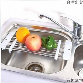 ✨免運折扣✨日本不銹鋼廚房水槽架瀝水架可伸縮瀝水闆碗架廚房置物架層架託盤