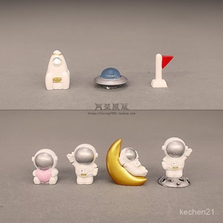 新品航天場景微景觀DIY樹脂小人偶模型Q版宇航員火箭小飛碟迷你擺件