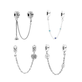 PANDORA Charm Daisy 安全鏈銀色閃亮 DIY 配件潘多拉風格手鍊項鍊蓋